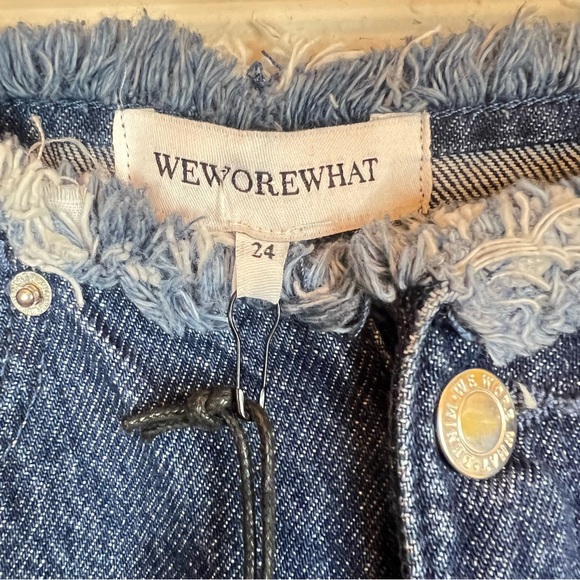 We Wore What Hi Rise Frayed Waistband Straight Women’s Indigo Jeans Sz 24 NWT - Picture 11 of 15